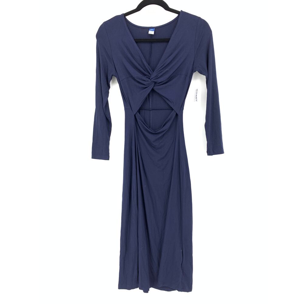 Old Navy Women's Size MP Twist Front Cutout Jersey Knit Dress Navy Blue NEW